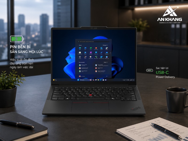 Thời lượng Pin bền bỉ tăng tính di động của Lenovo ThinkPad E14 Gen 7 21SX002NVA