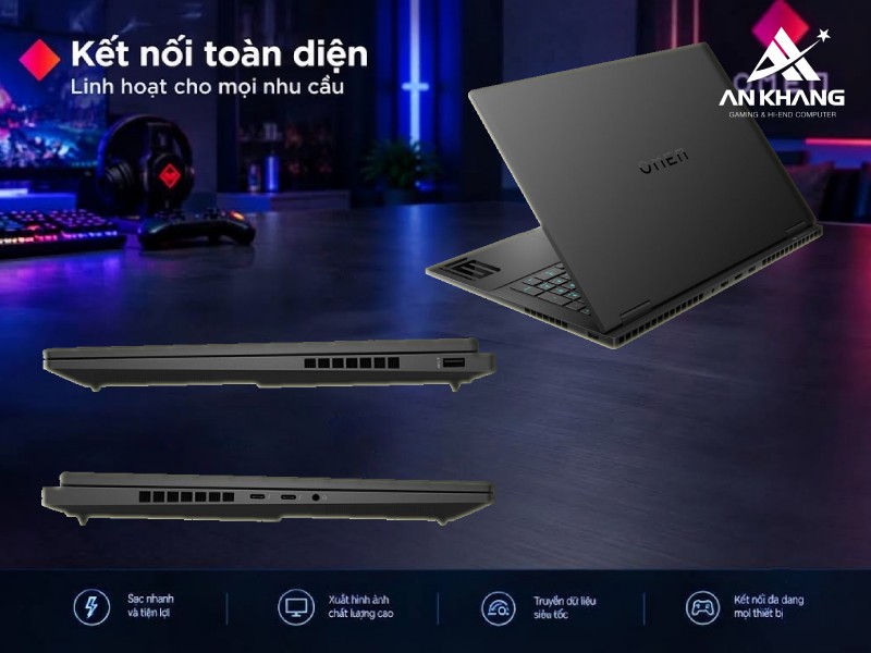 Laptop HP OMEN 16-wf1139TX A2NS1PA linh hoạt cho mọi nhu cầu với đầy đủ các cổng kết nối hiện đại cần thiết