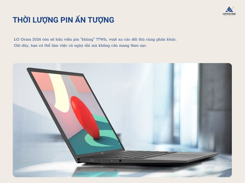 Thời lượng pin ấn tượng cho bạn thoải mái học tập, làm việc suốt ngày dài