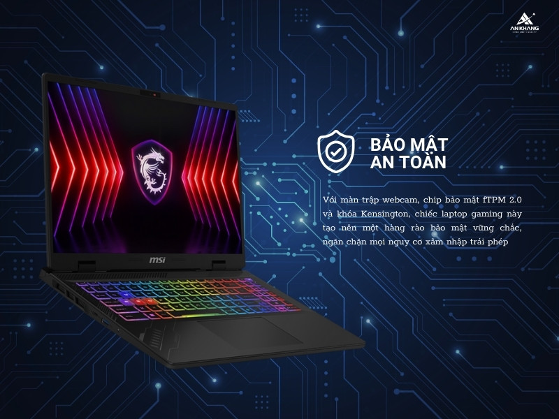 Laptop MSI Crosshair 16 HX D14VFKG 860VN với hệ thống bảo mật an toàn dữ liệu