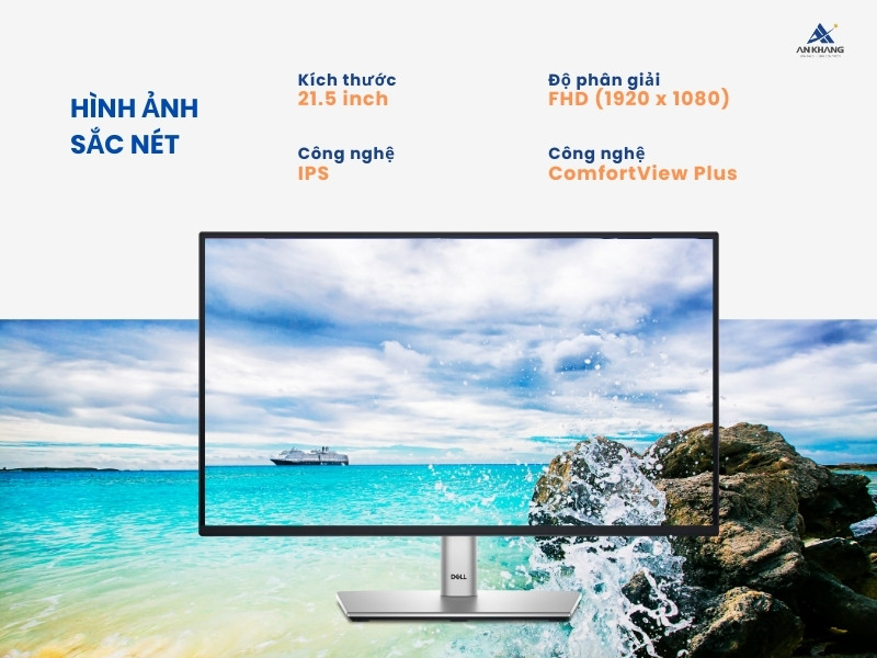 Màn hình LCD Dell P2225H 21.5 inch FHD IPS cho hình ảnh sắc nét, sống động