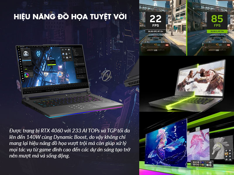 Hiệu năng đồ họa tuyệt vời của Asus ROG Strix G16 G614JV