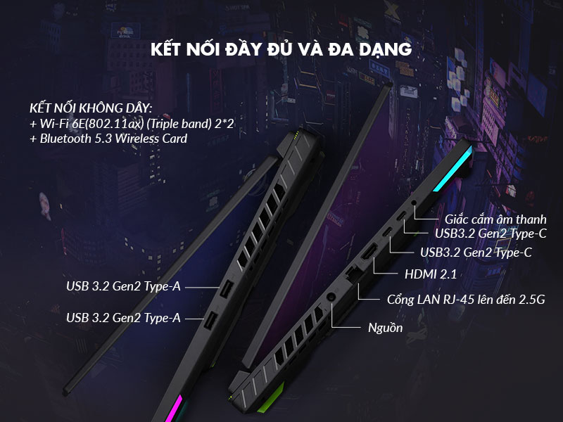 Kết nối đầy đủ và đa dạng trên Asus ROG Strix G16 G614JV-N3515W