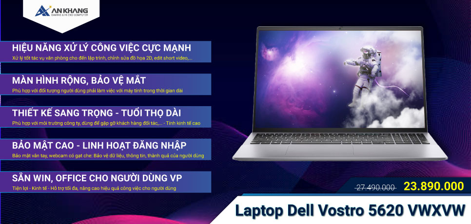 Laptop Dell Vostro 5620 VWXVW - Màn to, máy khỏe đã bền lại còn đẹp
