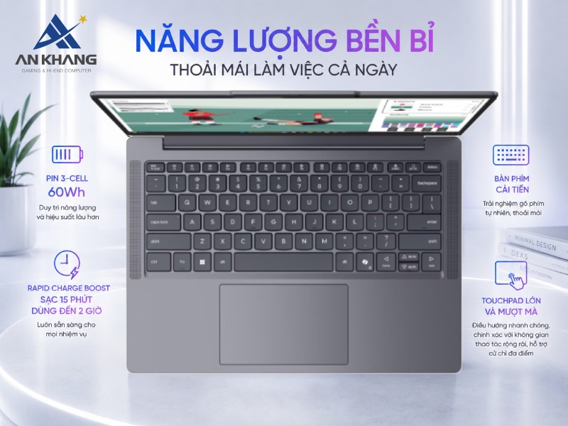 Lenovo IdeaPad Slim 3 14IPH11 83UQ003NVN với thời lượng pin bền bỉ và trải nghiệm gõ phím thoải mái