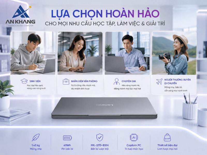 Lenovo IdeaPad Slim 3 14IPH11 83UQ003NVN - Laptop AI linh hoạt cho cuộc sống hiện đại