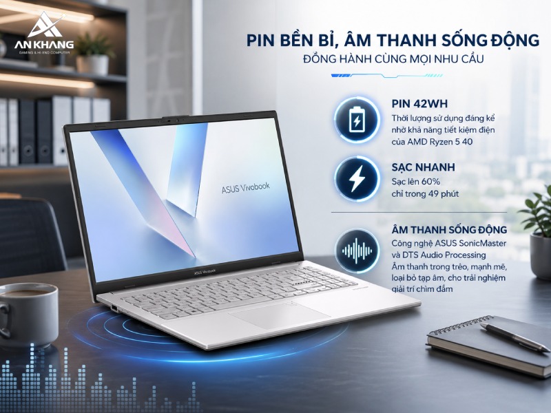 Giải trí tốt hơn trên ASUS Vivobook Go 15 E1504FA-BQ340W