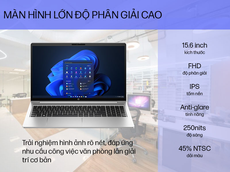 Màn hình lớn độ phân giải cao của Laptop HP Probook 450 G10