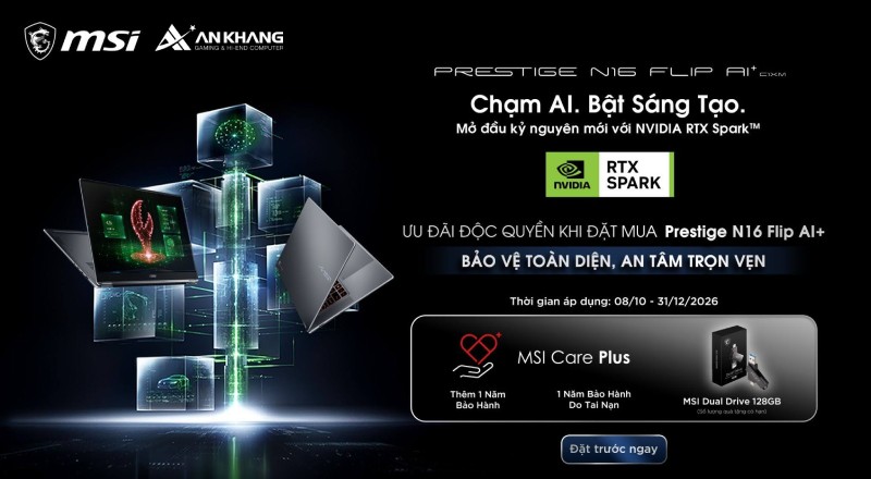 MSI Prestige N16 Flip AI+ chính thức mở cổng đặt hàng trước từ ngày 08/10/2026