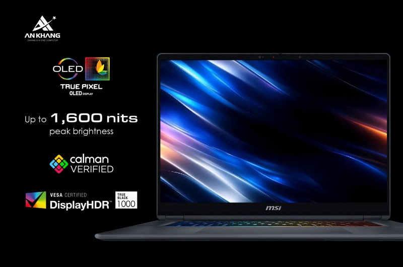 Prestige N16 Flip AI+ trang bị màn hình cảm ứng 16-inch UHD+ Tandem OLED cao cấp