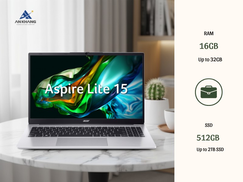 Laptop Acer Aspire Lite 15 AL15-42P-R08M NX.D3QSV.001 nâng cấp bộ nhớ và lưu trữ dễ dàng