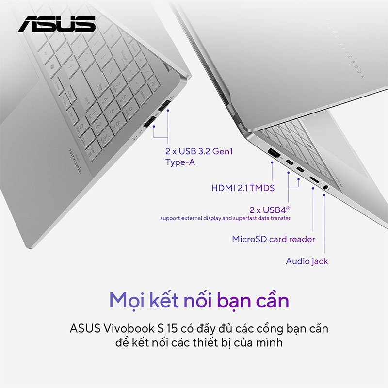 Laptop ASUS Vivobook S 15 S5507 với mọi kết nối bạn cần