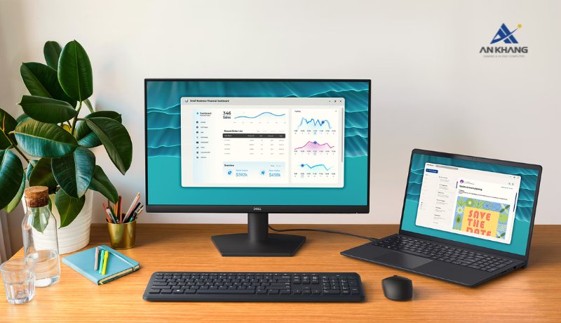 Màn hình LCD Dell 24 SE2426H thiết kế nhỏ gọn, kết nối cơ bản