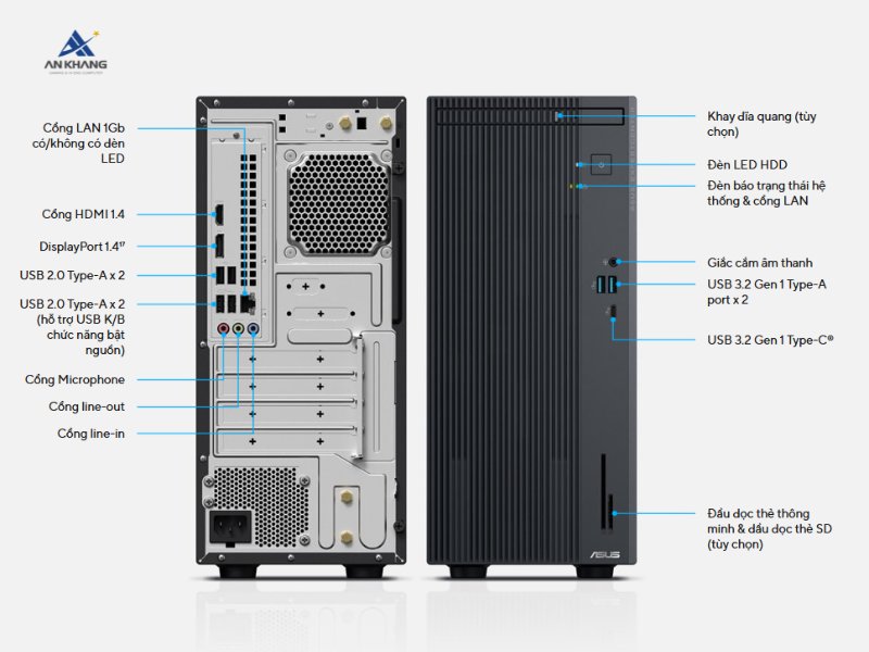 M&aacute;y t&iacute;nh để b&agrave;n ASUS ExpertCenter P500MV-05210H003W kết nối đầy đủ cho mọi nhu cầu
