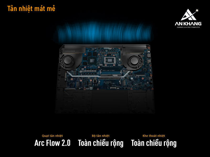 ASUS TUF Gaming A16 giúp duy trì hiệu năng tối đa với bộ tản nhiệt hiệu quả