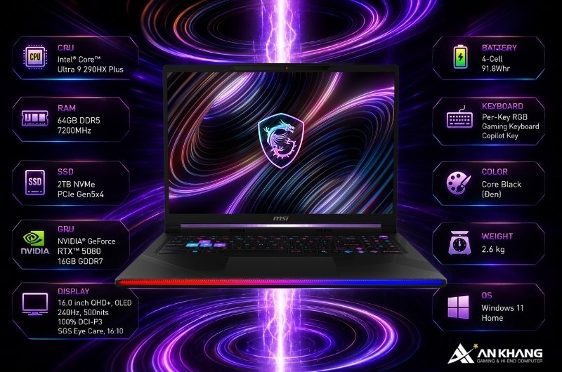 Cấu hình của laptop MSI Raider 16 Max HX B2WI-095VN