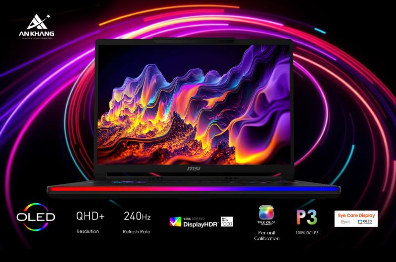 Laptop MSI Raider 16 Max HX B2WI-095VN trang bị màn hình OLED 240Hz cho hiển thị tuyệt đẹp