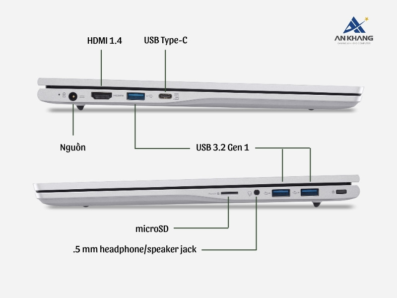 Laptop Acer Aspire Lite 15 AL15-72P-581V NX.D4CSV.001 trang bị đầy đủ cổng kết nối