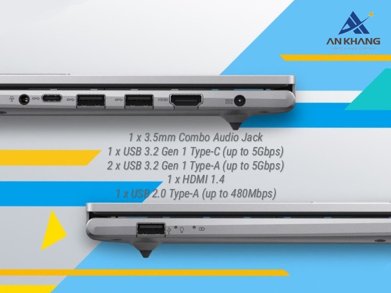 Laptop ASUS Vivobook 15 X1504MA-BQ632W với trang bị hệ thống kết nối đầy đủ và đa dạng