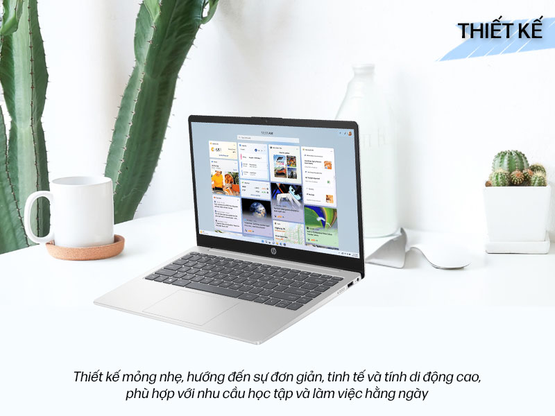 Chiếc laptop HP 14 phổ thông sở hữu thiết kế gọn nhẹ, tối giản, thanh lịch