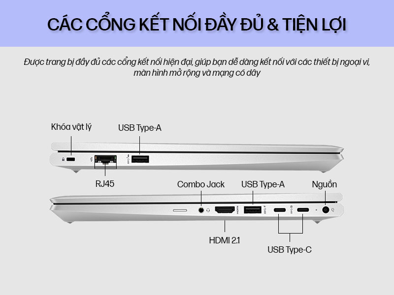 Laptop HP ProBook 440 G10 9H8U4PT - Cổng kết nối đầy đủ và tiện lợi