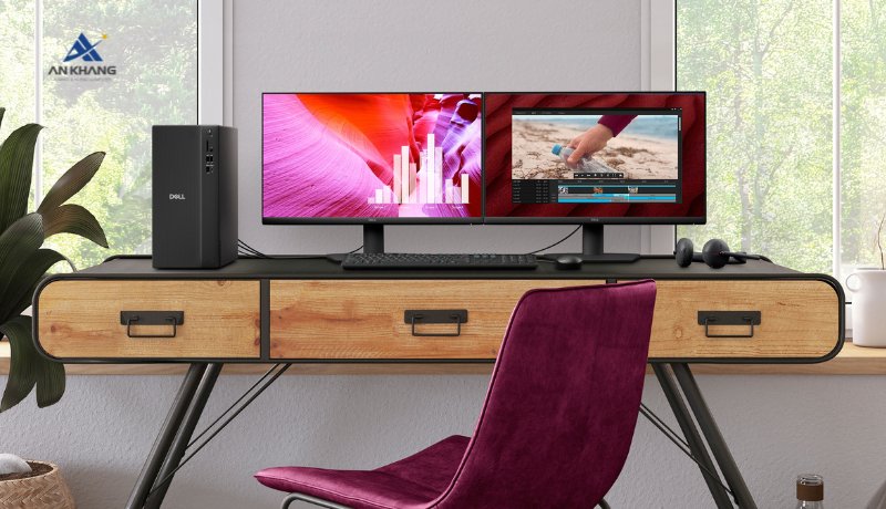Máy tính để bàn Dell Pro Tower Essential QVT1260 QVT1260-14100-08512W nổi bật với khả năng hiển thị đa màn hình