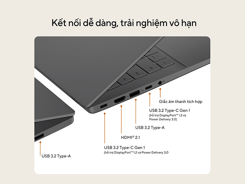 Vivobook S14 M3407GA-SF030W sở hữu kết bối đầy đủ cho mọi nhu cầu với hệ thống cổng kết nối đa dạng và hiện đại