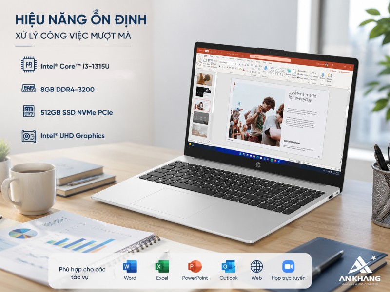 Hiệu năng ổn định cho công việc văn phòng của HP 250 G10 B73TQAT