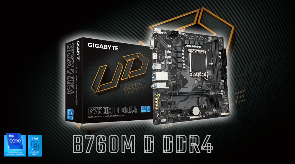 Mainboard Gigabyte B760M D DDR4 – thiết kế nhỏ gọn, chắc chắn, linh kiện bền bỉ chuẩn Ultra Durable