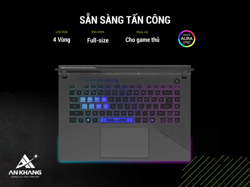 ASUS ROG Strix G16 G614PM-TS147W sở hữu bàn phím tối ưu cho game thủ