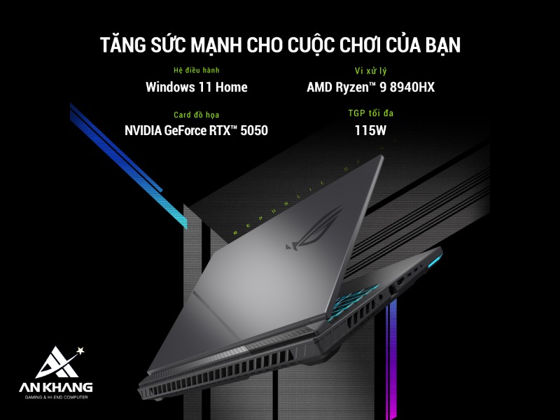 Hiệu năng vượt trội cùng ASUS ROG Strix G16 G614PM-TS147W với AMD Ryzen 9 8940HX và NVIDIA GeForce RTX 5060