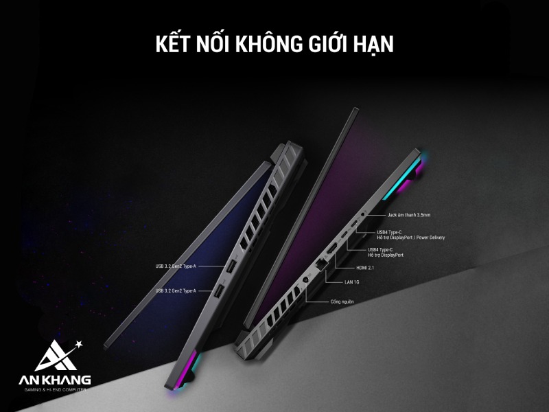 Laptop ASUS ROG Strix G16 G614PM-TS147W được tích hợp hệ thống kết nối toàn diện