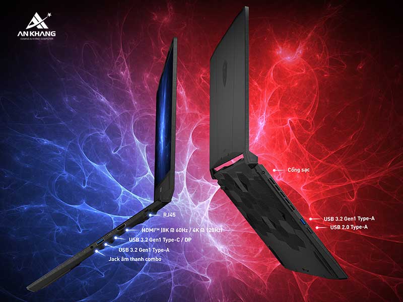 Laptop gaming MSI Katana 15 B13UDXK-2412VN đa dạng cổng kết nối
