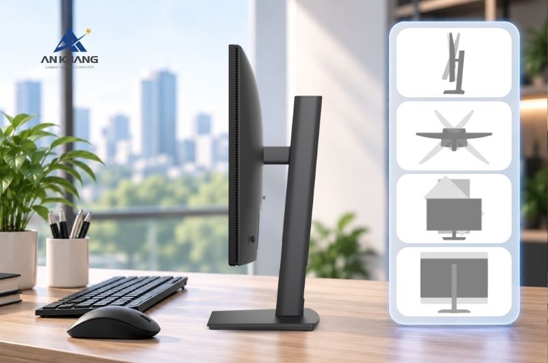 Màn hình Dell Pro P2426H nổi bật với thiết kế công thái học toàn diện