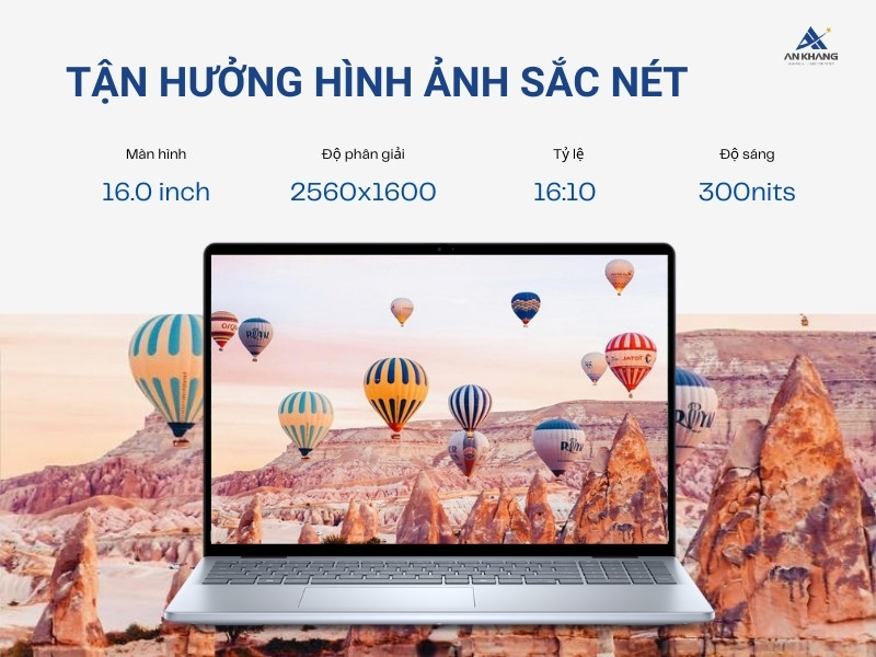 Tận hưởng hình ảnh sắc nét với màn hình 16 inch 2.5K trên Dell Inspiron 5640 N6I7512W1