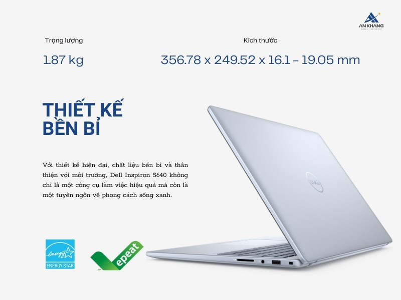 Máy tính Dell Inspiron 5640 N6I7512W1 với thiết kế bền vững, thân thiện