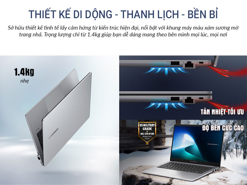 ExpertBook P1 P1403CVA-i5SE08-50W mang thiết kế di động bền bỉ