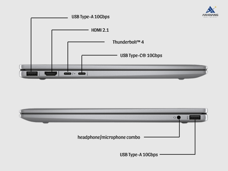 Laptop HP Envy X360 14-fc0158TU AY8W6PA trang bị cổng kết nối đa dạng