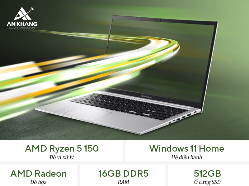 Laptop ASUS Vivobook 15 M1502NAQ-BQ021W sở hữu hiệu năng ổn định và khả năng xử lý nhanh các tác vụ thường ngày