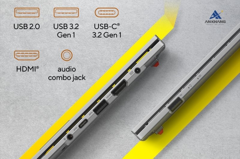 Laptop Asus Vivobook Go 15 E1504FA-BQ1150W trang bị kết nối đa dạng cho đại đa số nhu cầu phổ thông