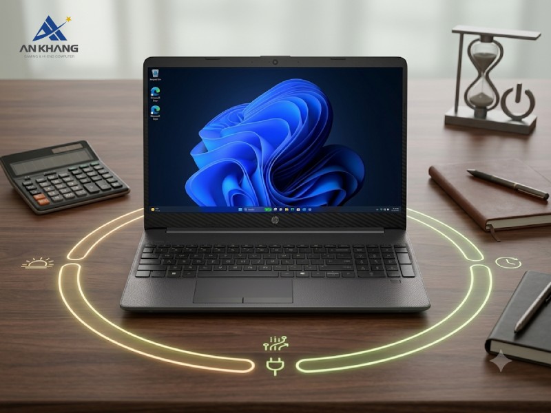 Laptop HP 250R G9 với thời lượng pin đủ dùng cho nhiều giờ làm việc