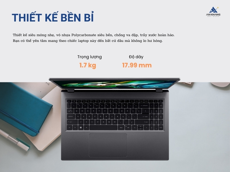 Laptop Acer Aspire 5 A515-58P-702Q NX.KVGSV.002 với thiết kế tinh tế, bền bỉ