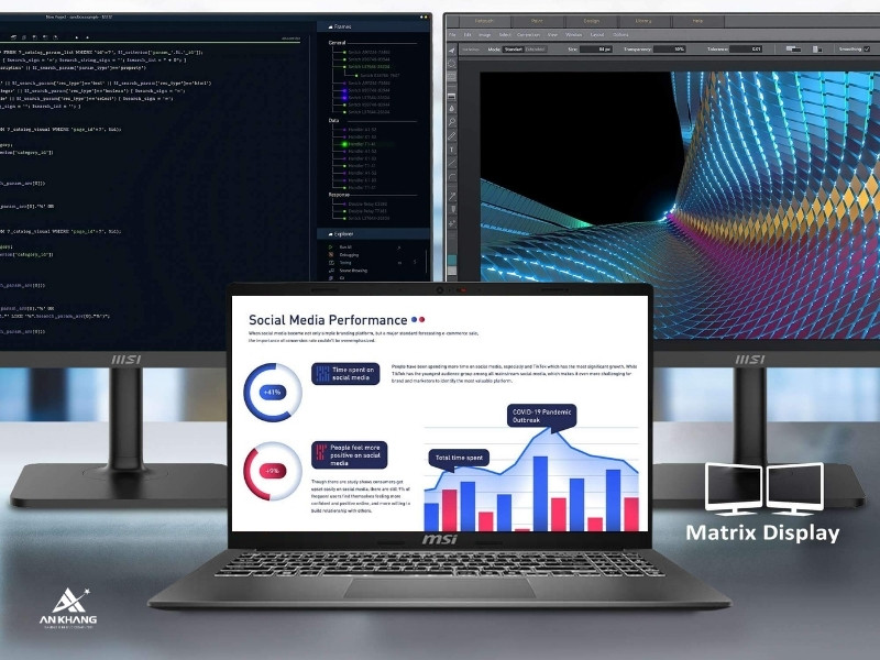 Laptop MSI Modern 14 F13MG 240VNCP xuất hình lên đến 3 màn hình cùng lúc