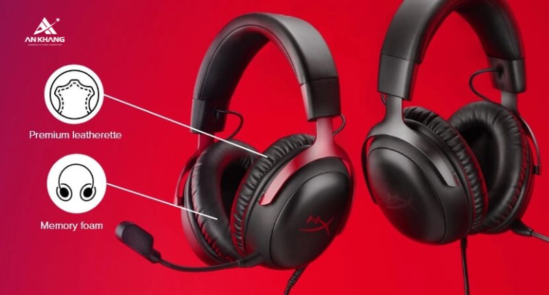 Tai nghe HP HyperX Cloud III Red 727A9AA với thiết kế thoải mái, thoáng khí
