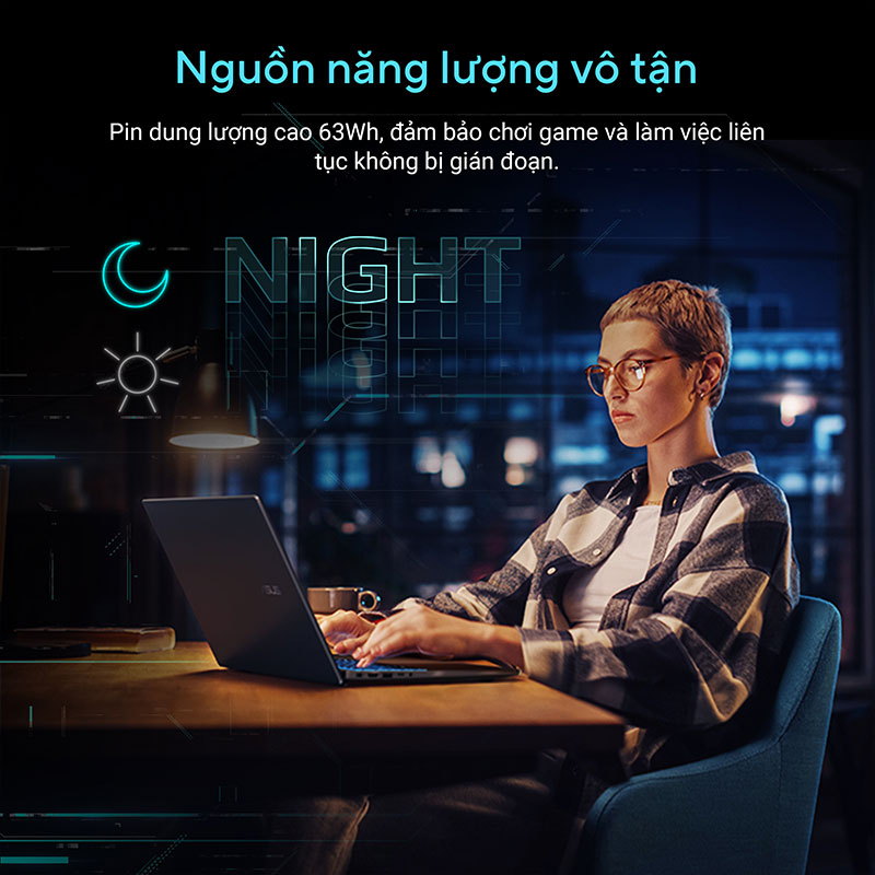 Kết nối liền mạch – Năng lượng bền bỉ suốt ngày dài trên ASUS Gaming V16