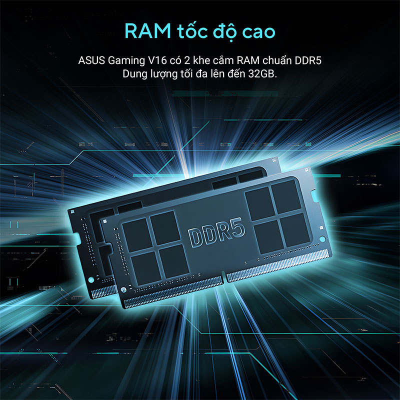 Ram tốc độ cao trên Laptop ASUS Gaming V16 K3607VU