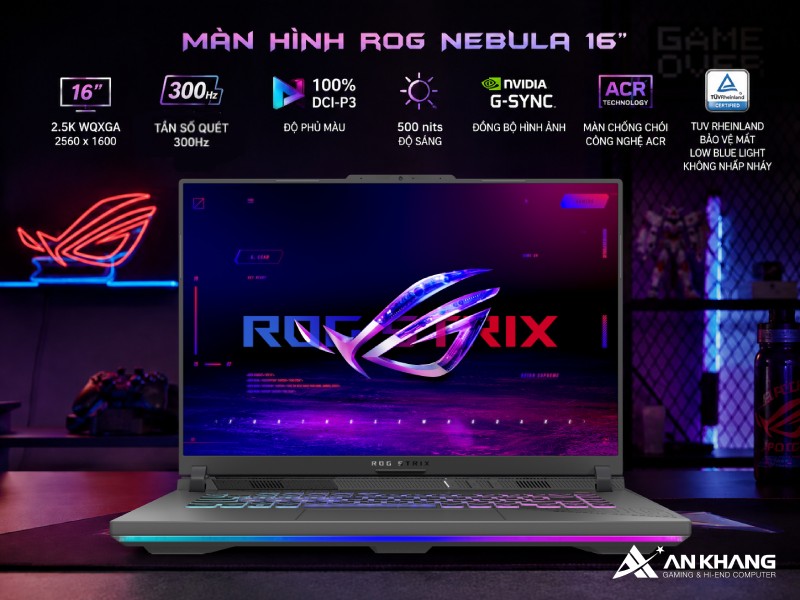 ASUS ROG Strix G16 G614PR-TS103W giúp tái hiện hình ảnh sắc nét, mượt mà và sống động, xứng đáng với sức mạnh của một chiếc laptop gaming cao cấp
