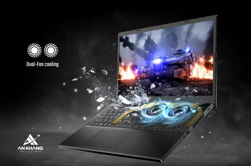 Laptop Acer Gaming Nitro V 15 ANV15-41-R732 NH.QPESV.005 trang bị tản nhiệt quạt kép làm mát hiệu quả