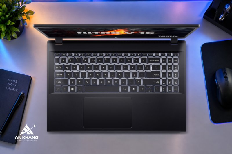 Laptop Acer Gaming Nitro V 15 ANV15-41-R732 NH.QPESV.005 với thiết kế tối giản, bàn phím có đèn led thuận tiện