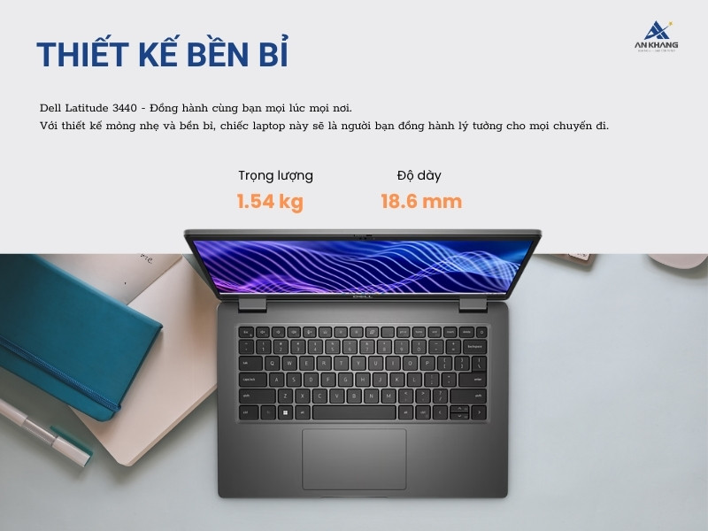 Laptop Dell Latitude 3440 L3440-I51235U-8G512G ghi điểm với thiết kế nhỏ gọn, bền bỉ